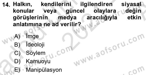 Medyada Dil Kullanımı Dersi 2021 - 2022 Yılı (Vize) Ara Sınav Soruları 14. Soru
