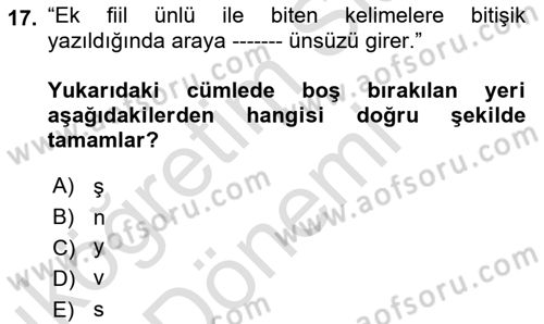 Medyada Dil Kullanımı Dersi 2021 - 2022 Yılı (Vize) Ara Sınavı 17. Soru