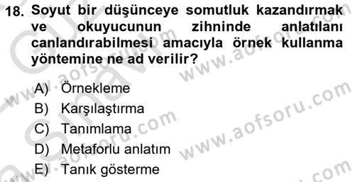 Medyada Dil Kullanımı Dersi 2021 - 2022 Yılı (Vize) Ara Sınav Soruları 18. Soru