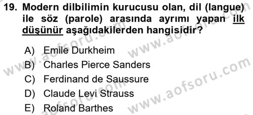 Medyada Dil Kullanımı Dersi 2021 - 2022 Yılı (Vize) Ara Sınav Soruları 19. Soru