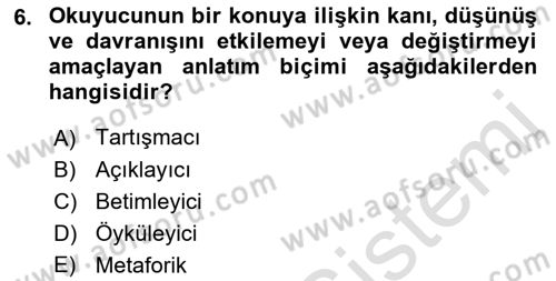 Medyada Dil Kullanımı Dersi 2021 - 2022 Yılı (Vize) Ara Sınav Soruları 6. Soru