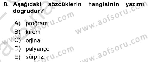 Medyada Dil Kullanımı Dersi 2021 - 2022 Yılı (Vize) Ara Sınav Soruları 8. Soru