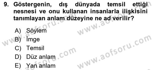 Medyada Dil Kullanımı Dersi 2021 - 2022 Yılı (Vize) Ara Sınav Soruları 9. Soru
