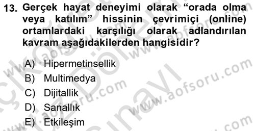 Medyada Dil Kullanımı Dersi 2021 - 2022 Yılı (Final) Dönem Sonu Sınav Soruları 13. Soru