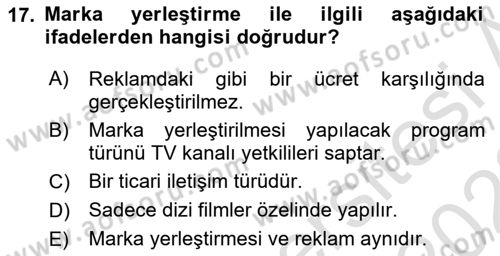 Medyada Dil Kullanımı Dersi 2021 - 2022 Yılı (Final) Dönem Sonu Sınav Soruları 17. Soru