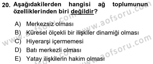 Medyada Dil Kullanımı Dersi 2021 - 2022 Yılı (Final) Dönem Sonu Sınav Soruları 20. Soru