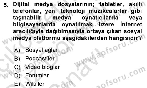 Medyada Dil Kullanımı Dersi 2021 - 2022 Yılı (Final) Dönem Sonu Sınav Soruları 5. Soru