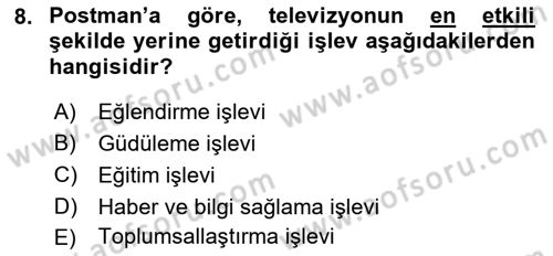 Medyada Dil Kullanımı Dersi 2021 - 2022 Yılı (Final) Dönem Sonu Sınav Soruları 8. Soru