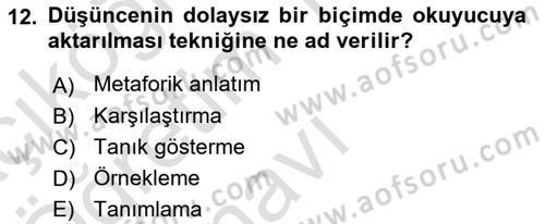 Medyada Dil Kullanımı Dersi 2022 - 2023 Yılı Yaz Okulu Sınavı 12. Soru