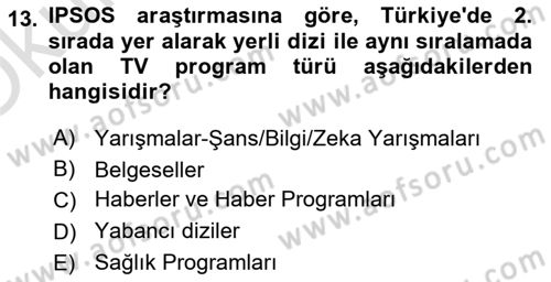 Medyada Dil Kullanımı Dersi 2022 - 2023 Yılı Yaz Okulu Sınavı 13. Soru