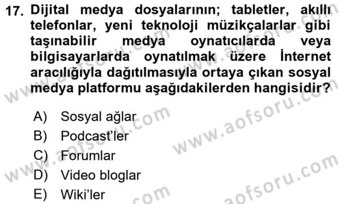 Medyada Dil Kullanımı Dersi 2022 - 2023 Yılı Yaz Okulu Sınavı 17. Soru