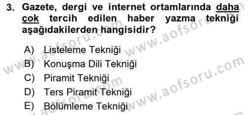 Medyada Dil Kullanımı Dersi 2022 - 2023 Yılı Yaz Okulu Sınavı 3. Soru