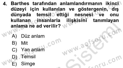 Medyada Dil Kullanımı Dersi 2022 - 2023 Yılı Yaz Okulu Sınavı 4. Soru