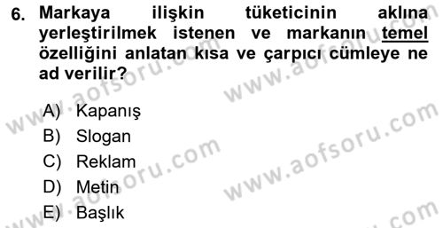 Medyada Dil Kullanımı Dersi 2022 - 2023 Yılı Yaz Okulu Sınavı 6. Soru