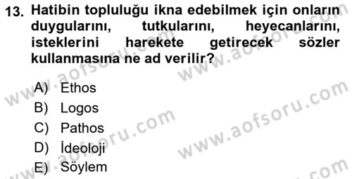 Medyada Dil Kullanımı Dersi 2023 - 2024 Yılı (Vize) Ara Sınav Soruları 13. Soru