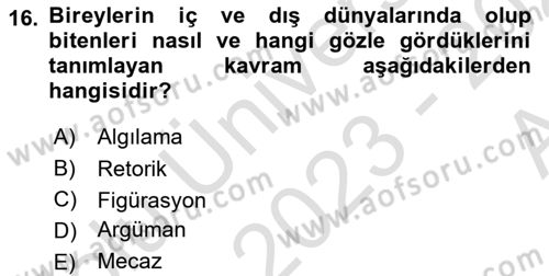 Medyada Dil Kullanımı Dersi 2023 - 2024 Yılı (Vize) Ara Sınav Soruları 16. Soru