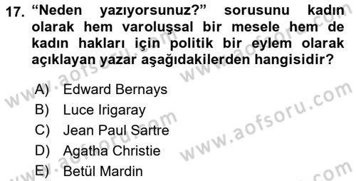 Medyada Dil Kullanımı Dersi 2023 - 2024 Yılı (Vize) Ara Sınav Soruları 17. Soru