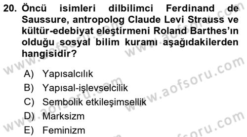 Medyada Dil Kullanımı Dersi 2023 - 2024 Yılı (Vize) Ara Sınav Soruları 20. Soru