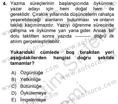 Medyada Dil Kullanımı Dersi 2023 - 2024 Yılı (Vize) Ara Sınav Soruları 4. Soru