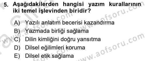 Medyada Dil Kullanımı Dersi 2023 - 2024 Yılı (Vize) Ara Sınav Soruları 5. Soru