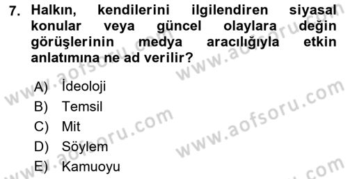 Medyada Dil Kullanımı Dersi 2023 - 2024 Yılı (Vize) Ara Sınav Soruları 7. Soru
