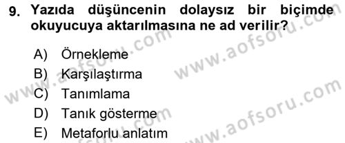 Medyada Dil Kullanımı Dersi 2023 - 2024 Yılı (Vize) Ara Sınav Soruları 9. Soru