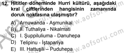 Mitoloji ve Din Dersi 2012 - 2013 Yılı (Vize) Ara Sınav Soruları 12. Soru