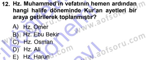 Mitoloji ve Din Dersi 2012 - 2013 Yılı (Final) Dönem Sonu Sınav Soruları 12. Soru
