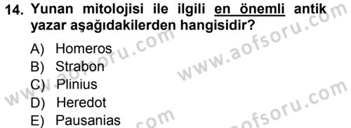 Mitoloji ve Din Dersi 2012 - 2013 Yılı (Final) Dönem Sonu Sınav Soruları 14. Soru