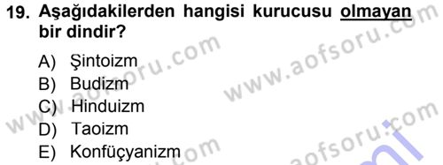 Mitoloji ve Din Dersi 2012 - 2013 Yılı (Final) Dönem Sonu Sınav Soruları 19. Soru