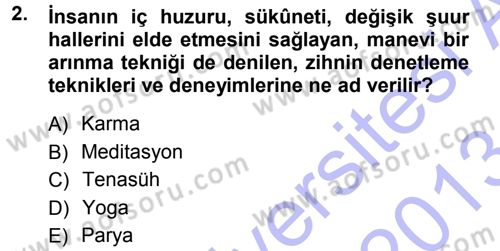 Mitoloji ve Din Dersi 2012 - 2013 Yılı (Final) Dönem Sonu Sınav Soruları 2. Soru