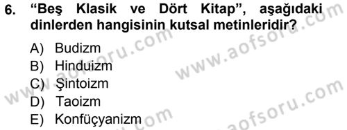 Mitoloji ve Din Dersi 2012 - 2013 Yılı (Final) Dönem Sonu Sınav Soruları 6. Soru