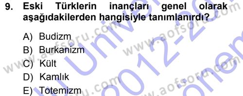 Mitoloji ve Din Dersi 2012 - 2013 Yılı (Final) Dönem Sonu Sınav Soruları 9. Soru