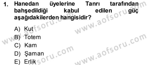 Mitoloji ve Din Dersi 2013 - 2014 Yılı (Vize) Ara Sınav Soruları 1. Soru