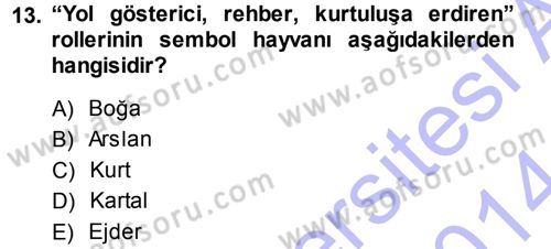 Mitoloji ve Din Dersi 2013 - 2014 Yılı (Final) Dönem Sonu Sınav Soruları 13. Soru