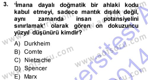 Mitoloji ve Din Dersi 2013 - 2014 Yılı (Final) Dönem Sonu Sınav Soruları 3. Soru