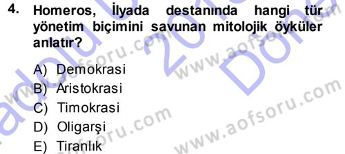Mitoloji ve Din Dersi 2013 - 2014 Yılı (Final) Dönem Sonu Sınav Soruları 4. Soru