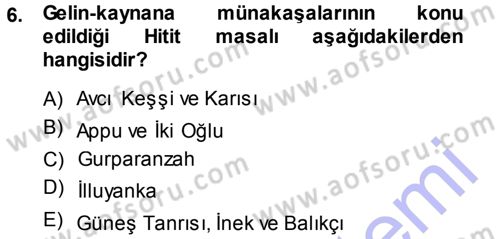 Mitoloji ve Din Dersi 2013 - 2014 Yılı (Final) Dönem Sonu Sınav Soruları 6. Soru