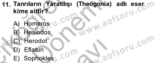Mitoloji ve Din Dersi 2014 - 2015 Yılı (Final) Dönem Sonu Sınav Soruları 11. Soru