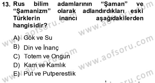 Mitoloji ve Din Dersi 2014 - 2015 Yılı (Final) Dönem Sonu Sınav Soruları 13. Soru