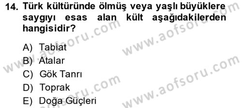 Mitoloji ve Din Dersi 2014 - 2015 Yılı (Final) Dönem Sonu Sınav Soruları 14. Soru