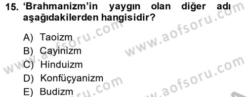 Mitoloji ve Din Dersi 2014 - 2015 Yılı (Final) Dönem Sonu Sınav Soruları 15. Soru