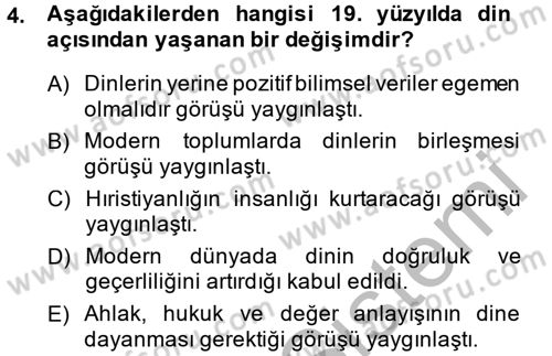 Mitoloji ve Din Dersi 2014 - 2015 Yılı (Final) Dönem Sonu Sınav Soruları 4. Soru