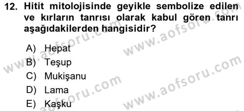 Mitoloji ve Din Dersi 2015 - 2016 Yılı (Vize) Ara Sınav Soruları 12. Soru
