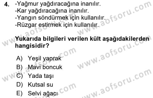 Mitoloji ve Din Dersi 2015 - 2016 Yılı (Vize) Ara Sınav Soruları 4. Soru