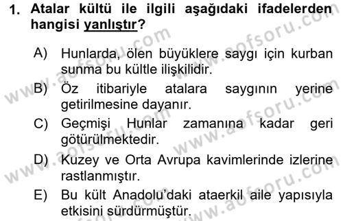 Mitoloji ve Din Dersi 2015 - 2016 Yılı (Final) Dönem Sonu Sınav Soruları 1. Soru