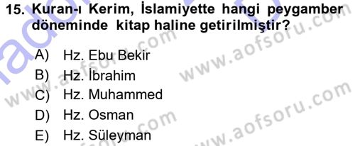 Mitoloji ve Din Dersi 2015 - 2016 Yılı (Final) Dönem Sonu Sınav Soruları 15. Soru