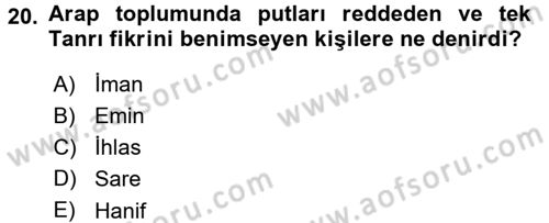 Mitoloji ve Din Dersi 2015 - 2016 Yılı (Final) Dönem Sonu Sınav Soruları 20. Soru