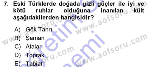 Mitoloji ve Din Dersi 2015 - 2016 Yılı (Final) Dönem Sonu Sınav Soruları 7. Soru