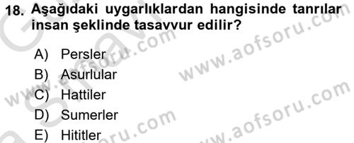 Mitoloji ve Din Dersi 2016 - 2017 Yılı (Vize) Ara Sınav Soruları 18. Soru